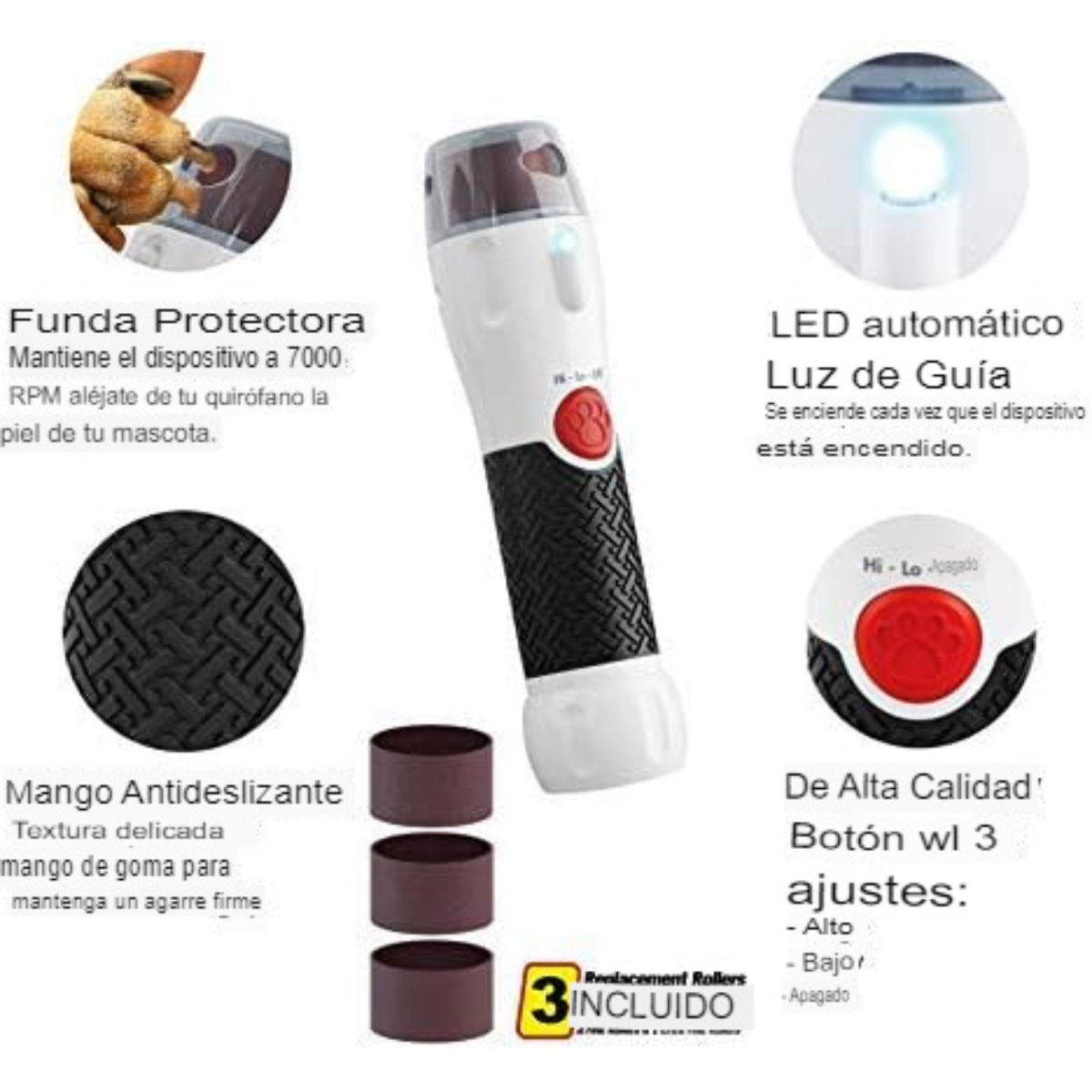 Cortador de Uñas con 3 Limas Giratorias